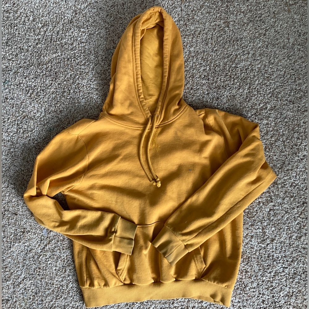 Mustard Yellow Cropped Hoodie
